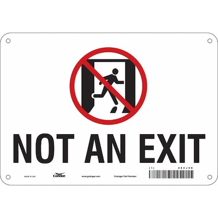 Exit Sign, Plastic, 10" W, 7" H, Not An Exit, White