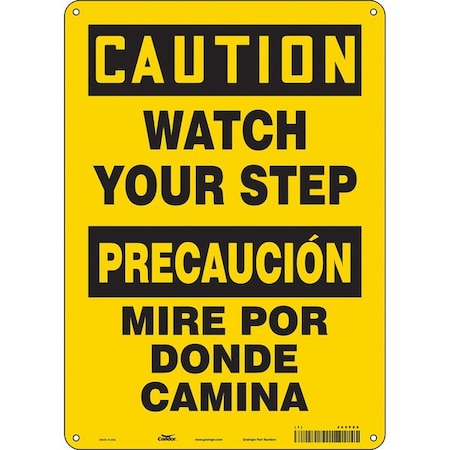 Safety Sign, 14 in Height, 10 in Width, Polyethylene, Vertical Rectangle, English, Spanish, 469P88