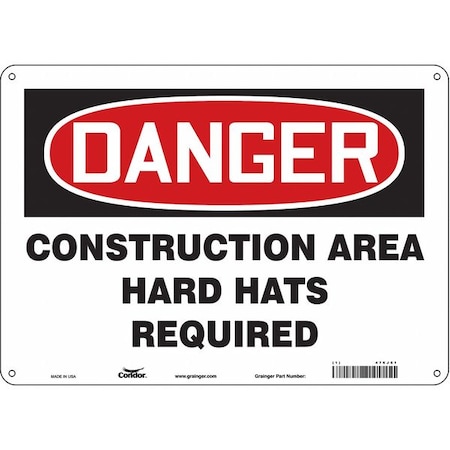 Safety Sign, 10 in Height, 14 in Width, Polyethylene, Horizontal Rectangle, English, 476J61