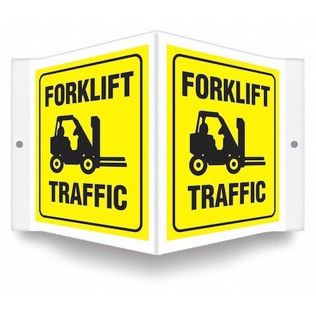 High Visibility Safety Sign, 6 in H, 8 1/2 in W, PETG, V-Shape Projection, English, 480Y43