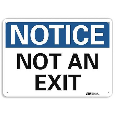 Exit Sign, Recycled Aluminum, 10" W, 7" H, Notice Not An Exit, White