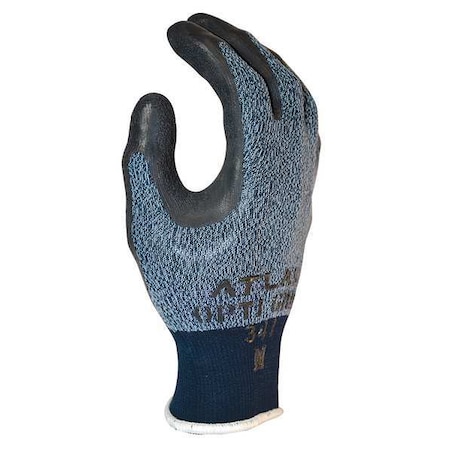 Coated Gloves, Latex, Rough, Palm, 2 Abrasion Level, Gray, M (7) 1 PR