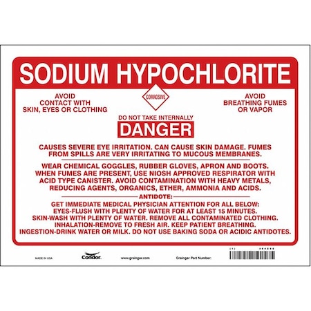 Safety Sign, 10 in Height, 14 in Width, Vinyl, Horizontal Rectangle, English, 464Z96