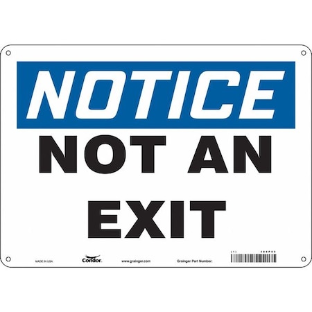 Exit Sign, Aluminum, 14" W, 10" H, Not An Exit, White
