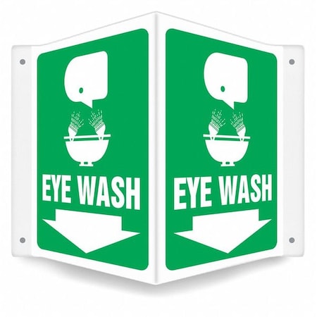 EYE WASH, 14 in W x 12 in H, V-Shape Projection, PETG, 480Y13