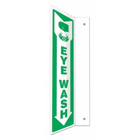 EYE WASH, 4 in W x 18 in H, L-Shape Projection, PETG, 480W34
