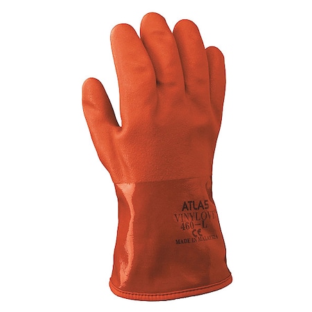 460 Chemical Resistant Gloves, PVC Coating, Cotton, Fixed Insulated Acrylic, 11 3/4 in L, 43.31 mil