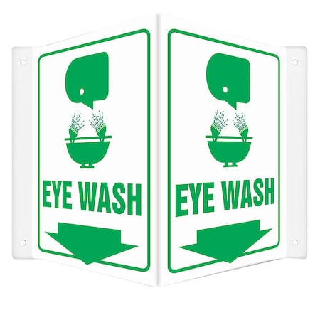 EYE WASH, 14 in W x 12 in H, V-Shape Projection, PETG, 480Y10