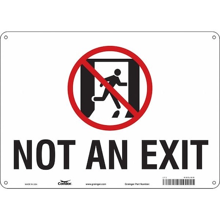 Exit Sign, Plastic, 14" W, 10" H, Not An Exit, White