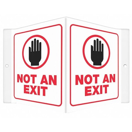 Exit Sign, Plastic, 8-1/2" W, 6" H, Not An Exit, White