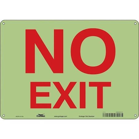 Exit Sign, Plastic, 14" W, 10" H, No Exit, White
