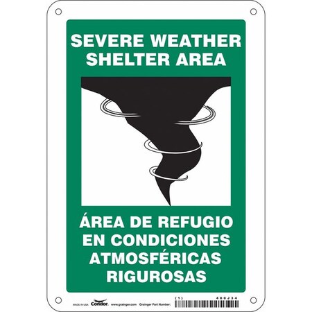 Safety Sign, 10 in Height, 7 in Width, Polyethylene, Horizontal Rectangle, English, Spanish