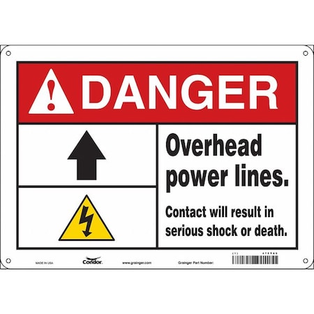 Safety Sign, 10 in Height, 14 in Width, Aluminum, Horizontal Rectangle, English, 475T69