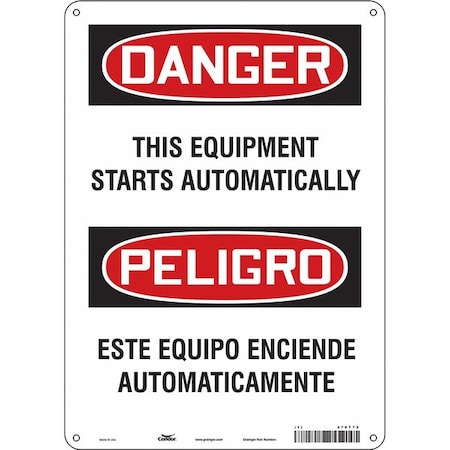 Safety Sign, 14 in Height, 10 in Width, Polyethylene, Vertical Rectangle, English, Spanish, 478T72