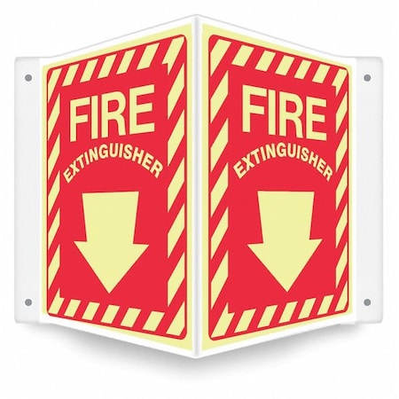 High Visibility Safety Sign, 12 in Height, 14 in Width, PETG, V-Shape Projection, English