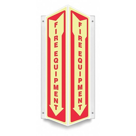 High Visibility Safety Sign, 18 in Height, 7 1/2 in Width, PETG, V-Shape Projection, English