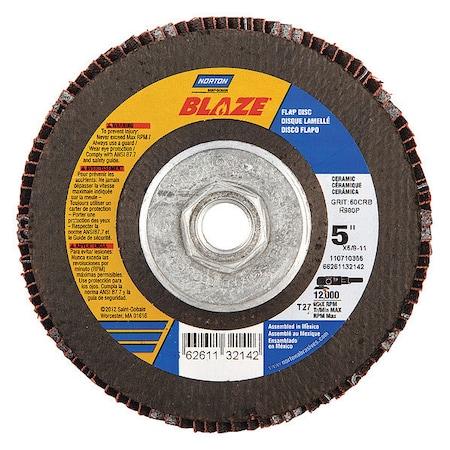 Flap Disc,Medium,60 Grit,5" dia.