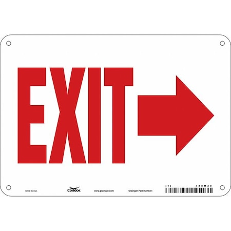 Exit Sign, Vinyl, 10" W, 7" H, Exit, White