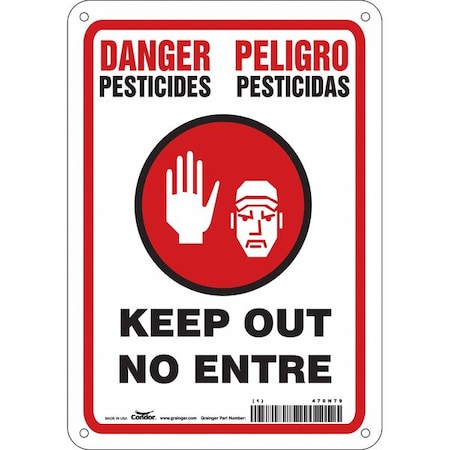 Safety Sign, 10 in H, 7 in W, Horizontal Rectangle, English, Spanish, 470N79