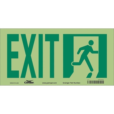 Exit Sign, Vinyl, 15" W, 7" H, EXIT, White
