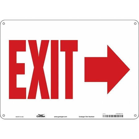 Exit Sign, Plastic, 14" W, 10" H, Exit, White