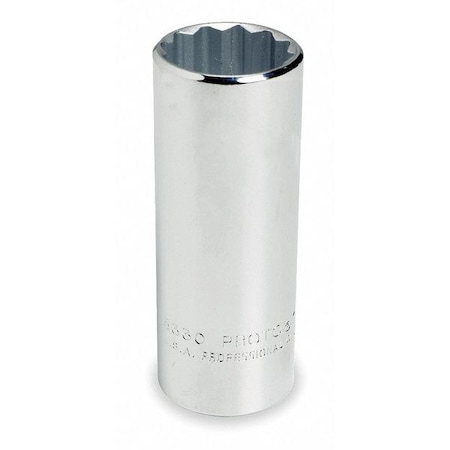 1/2 in Drive, 1/2" Triple Square SAE Socket, 12 Points,  Steel, Chrome, 1/2 in