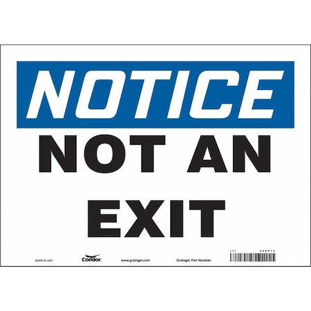 Exit Sign, Vinyl, 14" W, 10" H, Not An Exit, White