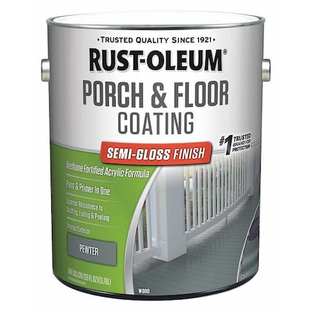 1 gal Floor Coating, Semi-Gloss Finish, Pewter, Water Base