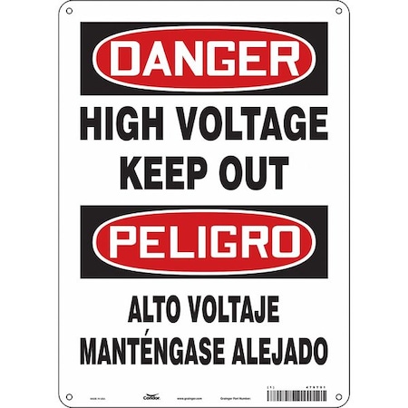 Safety Sign, 14 in Height, 10 in Width, Aluminum, Vertical Rectangle, English, Spanish, 479T91