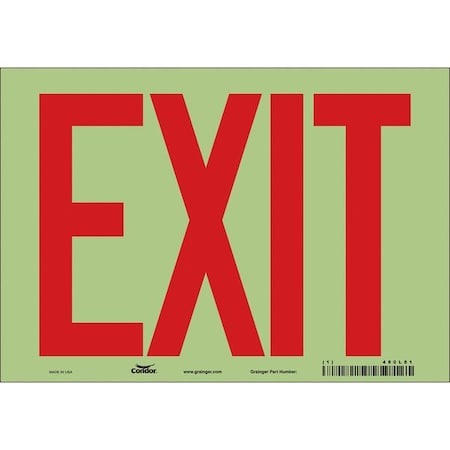 Exit Sign, Vinyl, 10" W, 7" H, Exit, White