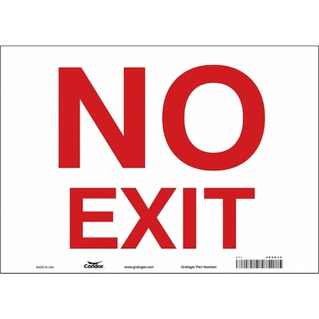 Exit Sign, Vinyl, 14" W, 10" H, No Exit, White