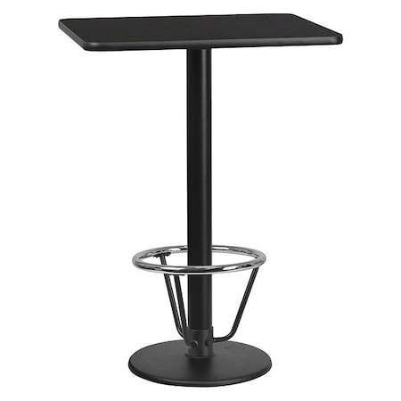 Rectangle Table-RD Base,Laminate Blk,24"X30", 24" W, 30" L, 43.125" H, Laminate, Wood Grain
