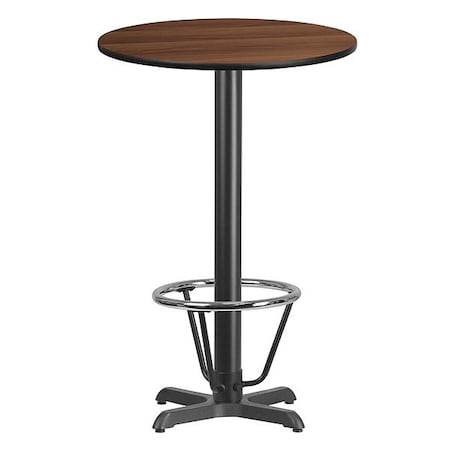 Round Laminate Table, 24" W, 24" L, 43.125" H, Laminate, Wood Grain