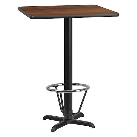Square Laminate Table, 30" W, 30" L, 43.125" H, Laminate, Wood Grain