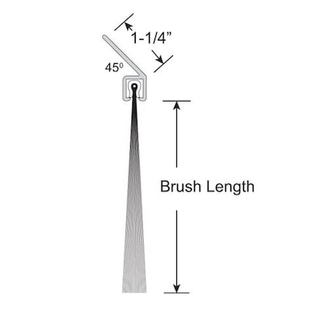 Brushseal, Polyp., 1-1/4-in x 45 Degree Holder, 1-1/2-in Brush, 94-in.