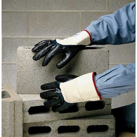 Coated Gloves, Nitrile, Rough, Full, 3 Abrasion Level, Blue, L (10) 1 PR