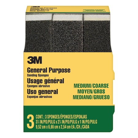Sanding Sponge,3 3/4"x2 5/8"x1",PK6
