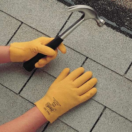 Coated Gloves, PVC, Rough, Full, 3 Abrasion Level, Yellow, M (9) 1 PR
