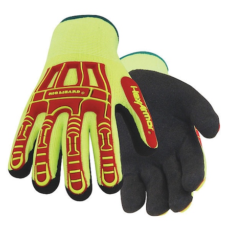 Hi-Vis Cold Protection Gloves, Nitrile Palm, Fleece Lining, Hi-Visibility Yellow/Red/Black, L ( 9 )