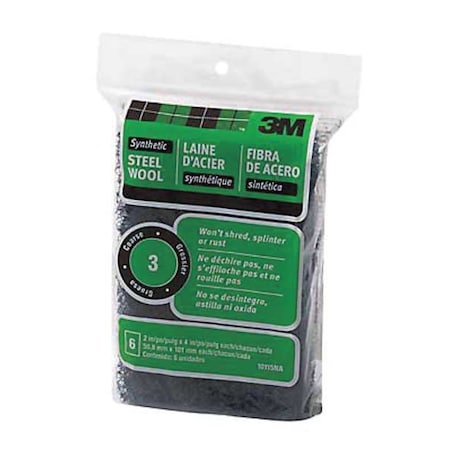 Sanding Wool Pad, Coarse, Black,PK18