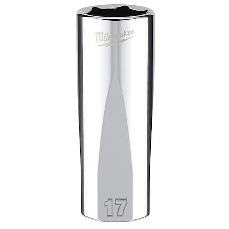 3/8 in. Drive 17mm Metric 6-Point Deep Socket with FOUR FLAT Sides