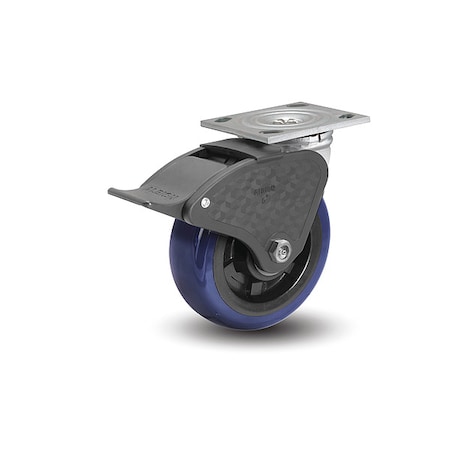 8" X 2" Non-Marking Polyurethane Premium Swivel Caster, Total Lock Brake, Loads Up To 1200 lb