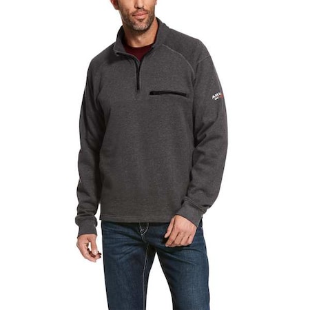 Men's FR 1/4 Zip, Cotton, Zipper, Gray, XL