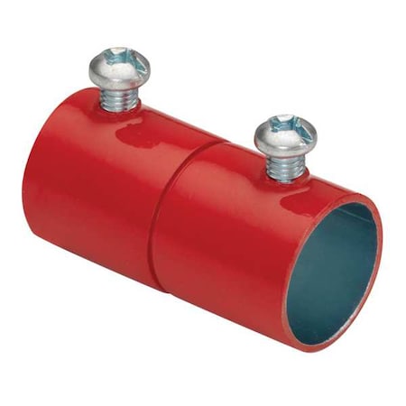 EMT Coupling, 2 in, Set Screw, Steel, Plain, Red