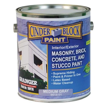 Exterior Paint, Flat, Water Base, Medium Gray, 1 gal