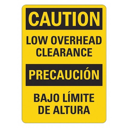 Caution/Precaucion, LOW OVERHEAD CLEARANCE, 10 in W x 14 in H, Plastic, LCU3-0504-NP_10x14