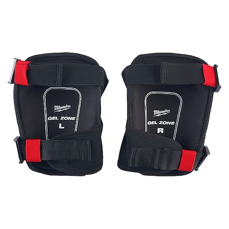 Performance Knee Pad, Hard Shell, Plastic Pad, Fabric Cap, Buckle Closure, 2 Straps, Black/Red
