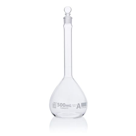 Volumetric Flask,500 mL,260 mm H,PK6