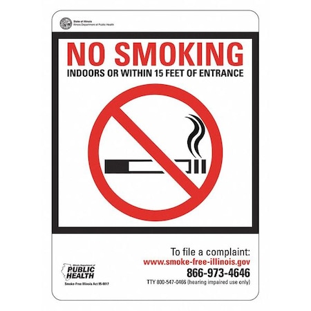 No Smoking, 5 in W x 7 in H, Vertical Rectangle, Reflective Sheeting