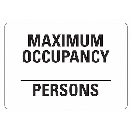 MAXIMUM OCCUPANCY PERSONS, 14 in W x 10 in H, Horizontal Rectangle, Aluminum, LCU1-0152-NA_14x10